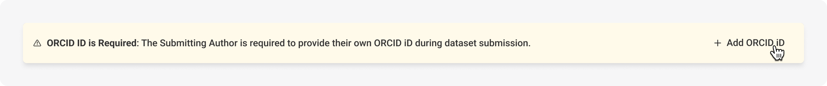 ORCID iD banner with Add ORCID iD button